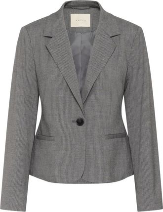 Kaffe Gestreepte Grijze Blazer met V-Hals - Dames - Blazers - Grijs - S - Polyester - Jassen