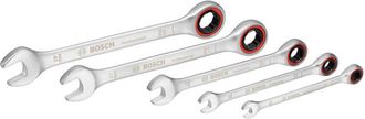 Bosch Professional Juego De Llaves De Carraca, 5 Piezas, Medidas Est&aacute;ndar De 8 Mm A 19 Mm, Acero Al Cromo-vanadio, En Bolsa De Lona Plegable - Bosch
