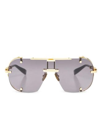 Balmain Zonnebril met gegraveerd logo - Goud