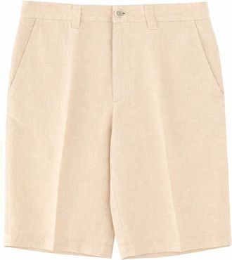 120% Lino Light Beige Tailored Linen Shorts