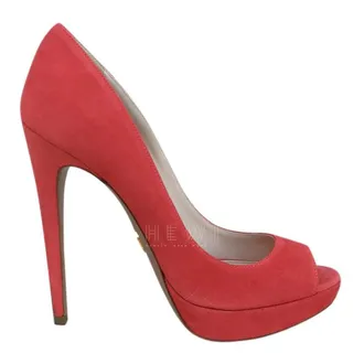 Prada Suede Peep-Toe Pumps Size 36.5