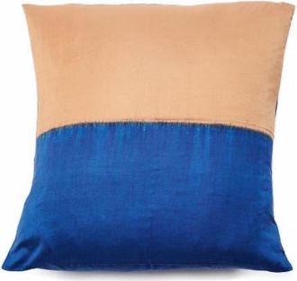 Studio Variously Aakar Mor Black and Indigo Color Block Mulberry Silk Pillow - Cover + Insert in Indigo/gold at Nordstrom