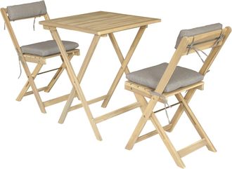 Happy Garden Conjunto De Mesa Y Sillas Para 2 Plazas En Acacia Y Cojines Arena Benagil