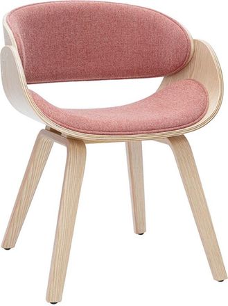 Miliboo Silla De Dise&ntilde;o En Tela Efecto Terciopelo Texturizado Terracota Y Madera Clara Bent