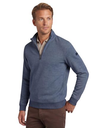 Baileys trui Baileys normale fit blauw half zip zonder capuchon
