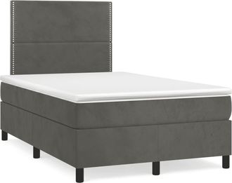 vidaXL Cama Box Spring Con Colch&oacute;n Terciopelo Gris Oscuro 120x190 Cm Vidaxl