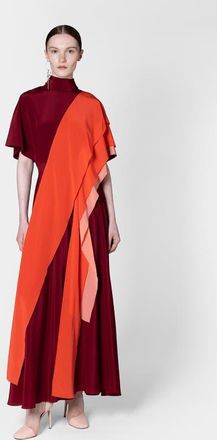 Roksanda Ilincic Arisha Chiffon Draped Midi Dress in Borgonha/hibiscus at Nordstrom, Size 0