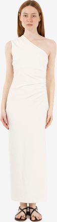 SOLOTRE Abito lungo monospalla bianco