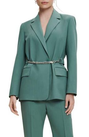 Maje Villette Chain Belt Blazer in Green at Nordstrom Rack, Size 8 Us / 40 Eu