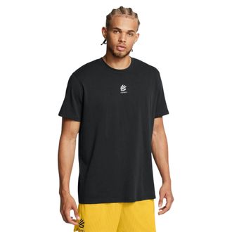 Under Armour Heren Curry Logo Zware T-Shirt (Zwart/Wit)
