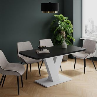 Vicco Mesa De Comedor Fenaro, Blanco/negro, 120 X 80 Cm Extensible, Vicco