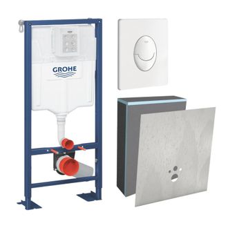 GROHE Set Marco De Soporte Grohe Solido Con Revestimiento Wedi I-board, Blanco, Con Revestimiento De Piedra Gris
