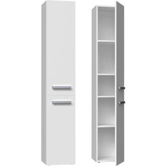 Hucoco Komma - Mueble De Ba&ntilde;o Con 2 Puertas - 31x30x174 Cm - Columna De Almacenaje Para Ba&ntilde;o