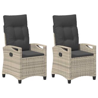 vidaXL Silla De Jard&iacute;n 2 Pcs Gris Claro Y Gris Oscuro 56 X 60 X 112 Cm Vidaxl