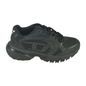 Diesel Schoenen, Dames, Zwart, 38 1/2 EU, Leer, S-Pro-V-Dense Mesh Sneakers