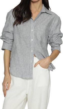 Drew Scottie Button Down Shirt In Navy/white