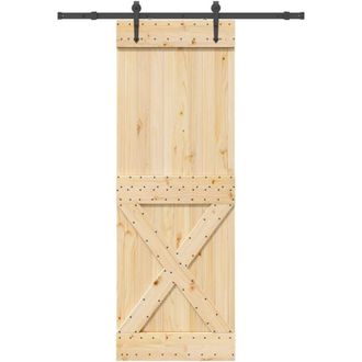 vidaXL Puerta Corredera Con Herrajes Madera Maciza De Pino 80x210 Cm Vidaxl