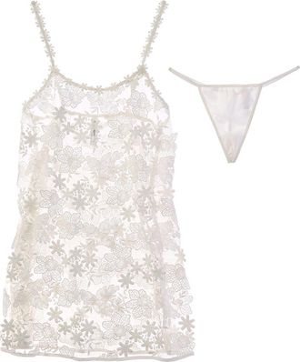 Flora Nikrooz 2Pc All-Over Lace Chemise & Thong Set