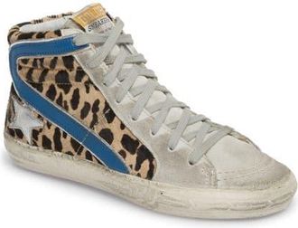 Golden Goose Genuine Calf Hair High Top Sneaker in Ice/leopard Print at Nordstrom, Size 36