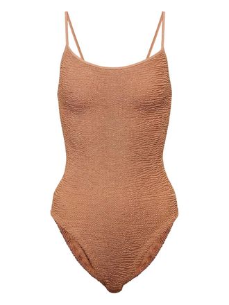 Hunza G spaghetti-strap textured swimsuit - women - Nylon/Elastane - One Size - Brown
