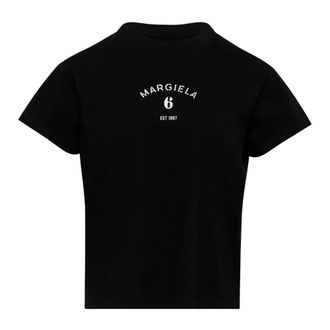 Maison Margiela T-Shirts, female, Black, Size: M Logo Tee