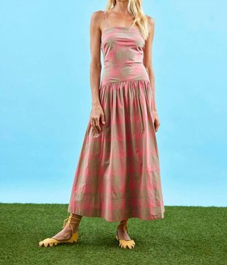 Hunter Bell Newberry Drop Waist Plaid Midi Dress In Day Glow Check