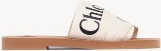 Chlo&eacute; Woody Slides In Linen And Leather