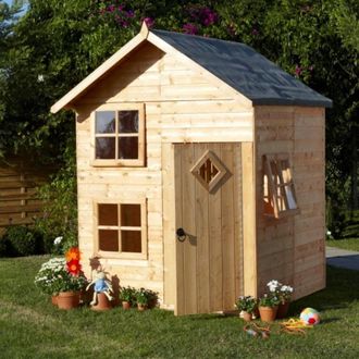 Shires Croft Playhouse Kids Wendy House in Brown