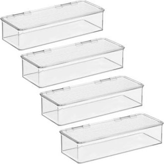 iDesign Stackable Hinged-Lid Pantry Storage Box - Set of 4 - Clear at Nordstrom
