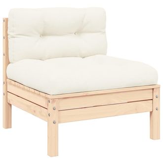 vidaXL Sof&aacute; Central De Jard&iacute;n Y Cojines Madera Madera Pino Crema Vidaxl