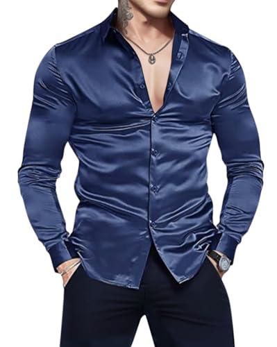 Onsoyours Chemise à Manches Longues en Satin Brillant Similaire