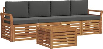 vidaXL Conjunto De Sof&aacute;s De Exterior 5 Uds. Natural Y Antracita Vidaxl