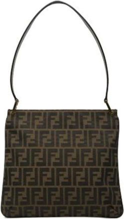 Fendi Pre-owned Shoulder Bags, female, Brown, Size: ONE SIZE Pre-owned Canvas Shoulder Bag
