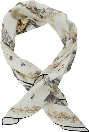 Ferragamo Womens Silk Scarf Beige Floral Print Scarfs