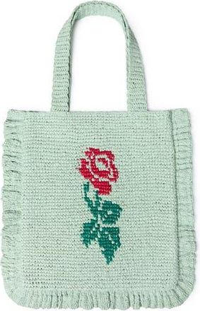 Loeffler Randall Justine Raffia Ruffle Tote Bag in Mint/Red/Green at Nordstrom Rack