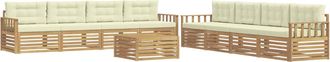 vidaXL Conjunto De Sof&aacute;s De Exterior 9 Uds. Blanco Y Crema Poli&eacute;ster Vidaxl