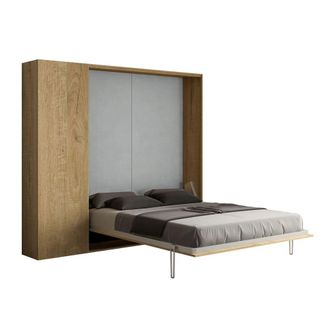 Itamoby Cama abatible 160 vertical con mueble efecto madeira roble natural