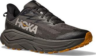 Hoka One One Challenger 8 GTX Gore-Tex Waterproof Trail Running Shoe in Asphalt Grey /Varsity Yellow at Nordstrom, Size 11.5