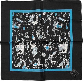 Dolce & Gabbana Zwarte Jazz Club Zijde Vierkante Mannen Foulard Sjaal
