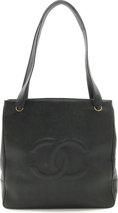 Chanel Black Grained Calfskin Shoulder Bag Tote Bag (Pre-Owned)