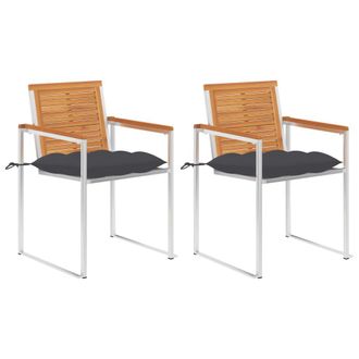 vidaXL Vidaxl - Sillas De Jard&iacute;n Con Cojines 2 Uds Madera Maciza Acacia Y Acero