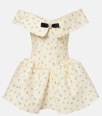 Shushu/Tong Floral off-shoulder cotton and silk corset dress