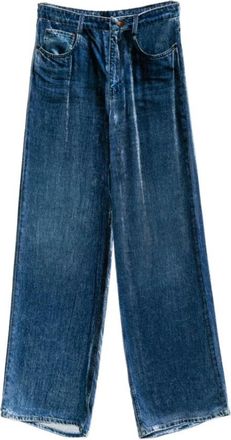 Pierre-Louis Mascia Velvet Wide-Leg Trousers - female - Pierre-Louis Mascia - Wide Jeans - Blue - M - Jeans