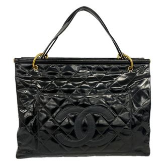 Chanel Black Patent Leather Tote Bag (Pre-Owned)