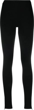 Toteme Zwarte Legging met Elastische Tailleband en Rits - Dames - Leggings - Zwart - S - Broeken