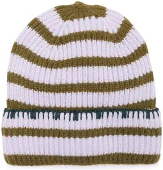 BCBGeneration Bicolor Stripe Knit Beanie in Olive Multi at Nordstrom Rack