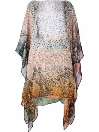 Faliero Sarti draped animal-print silk blouse - White