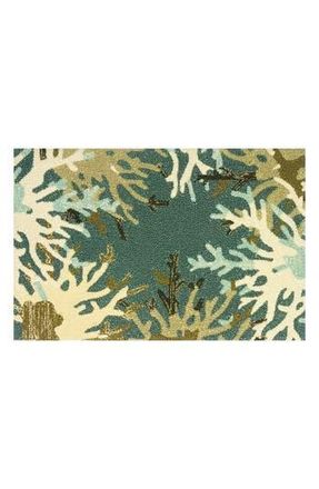 R16 Home Coral Border Indoor/Outdoor Doormat in Aqua Tan White at Nordstrom Rack, Size 24X36