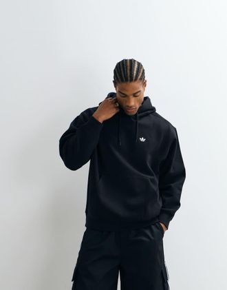 adidas Originals felpa con cappuccio in pile nera-Grigio