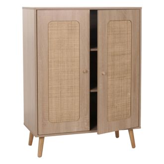 Hhg Nunca Usado] Highboard Hhg 209, C&oacute;moda Aparador, Compartimentos De Almacenaje, Madera De Rat&aacute;n Kubu 106x80x41cm, Aspecto Roble